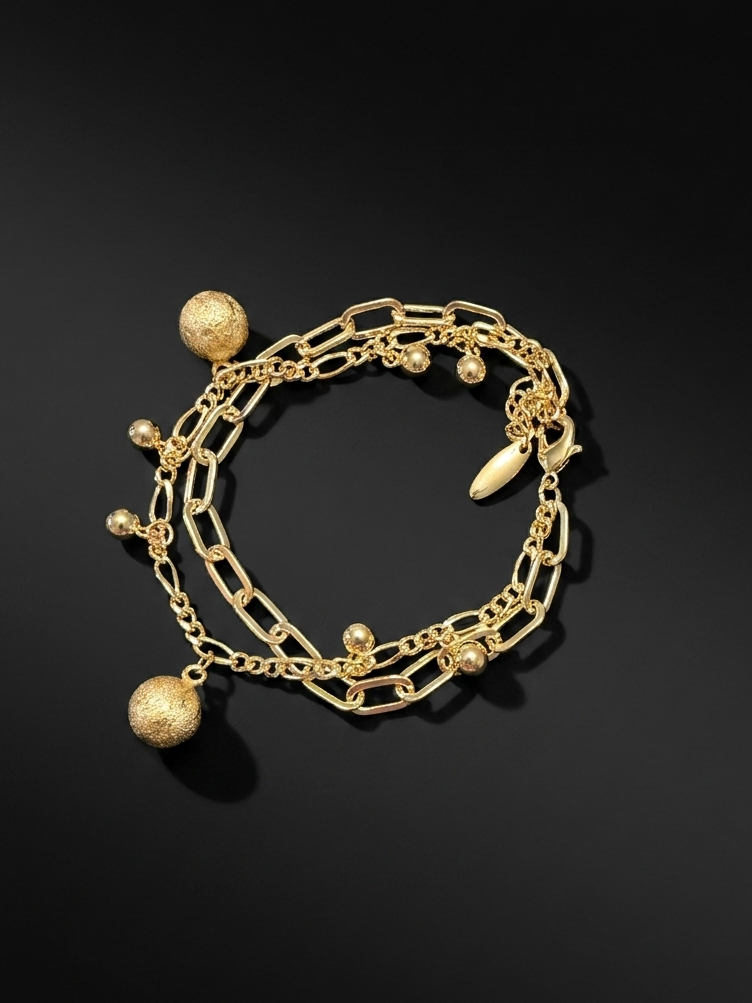 14k Gold Filled Textured Charm Bracelet