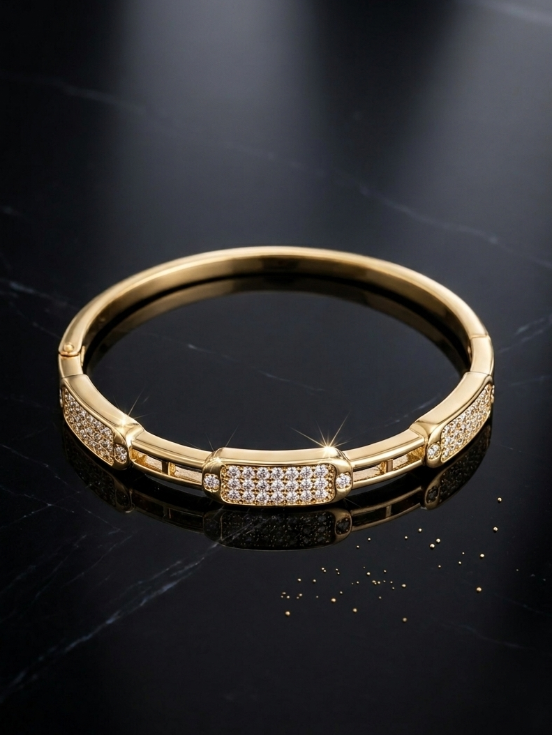 14K Gold-Filled Iced Bangle