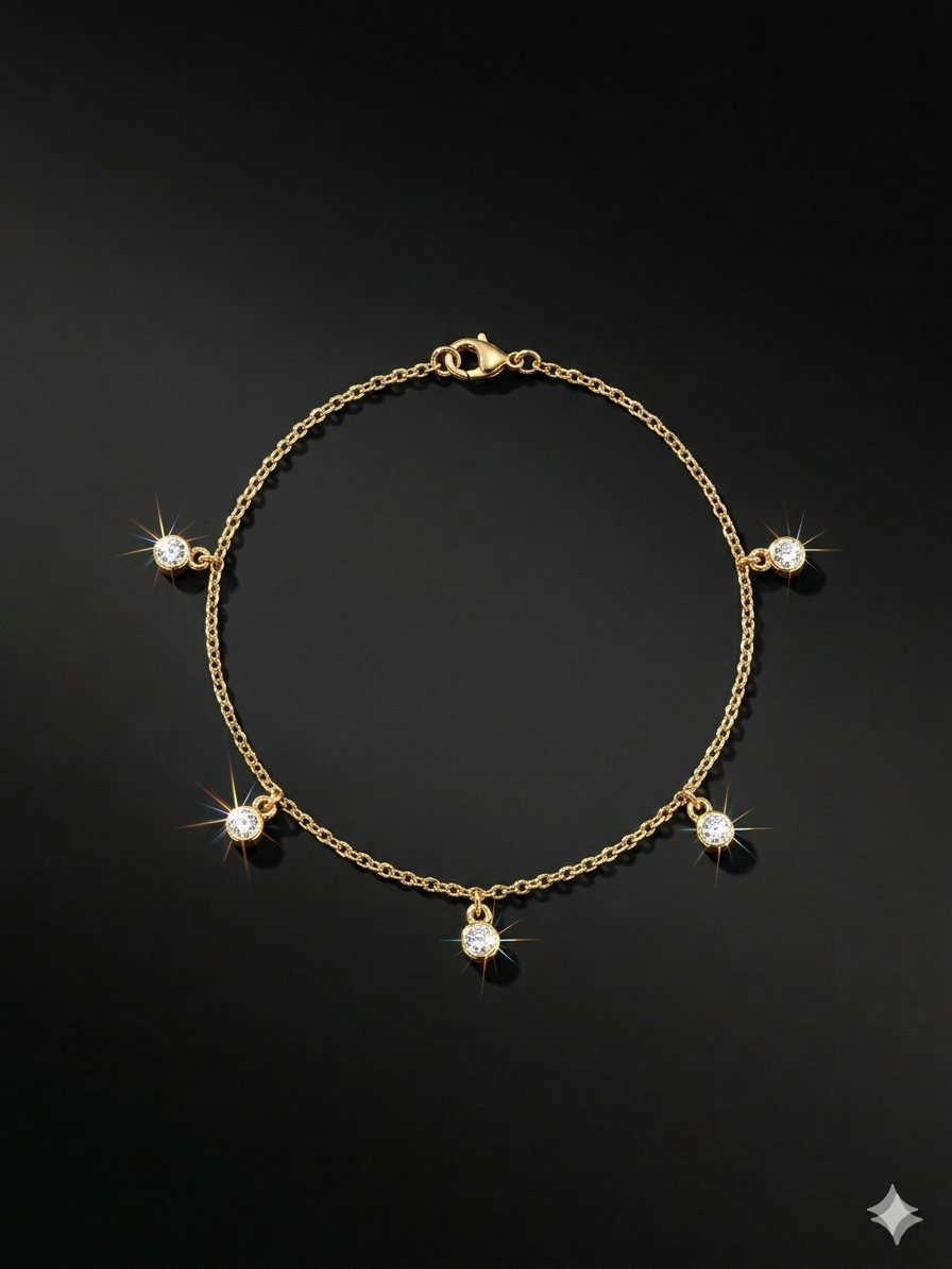14k Gold Five-Diamond Station Necklace