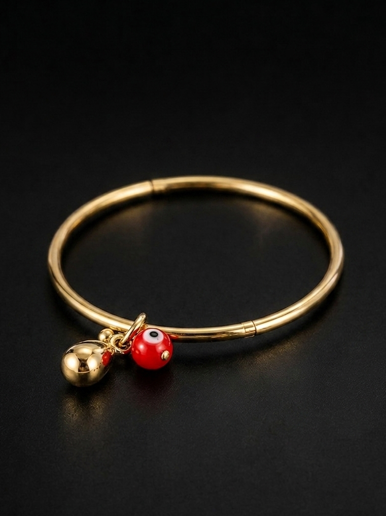 14K Laminated Gold-Filled Evil Eye Bangle