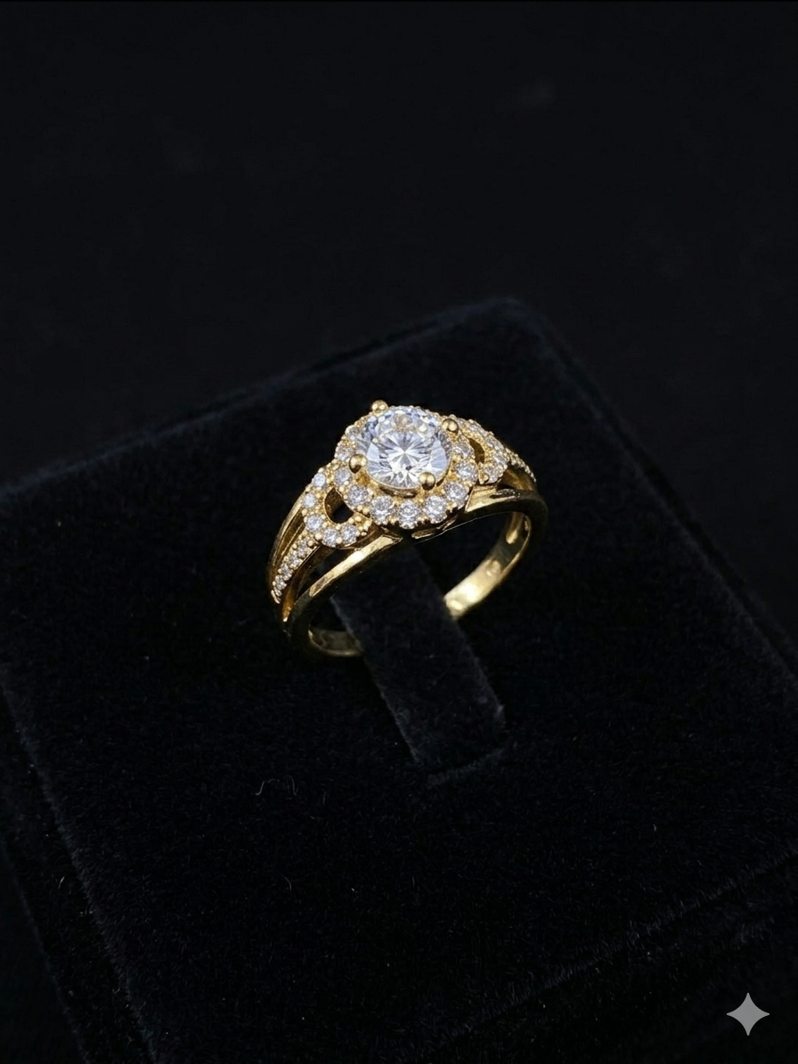 14K Gold Filled Halo Ring – Hypoallergenic, Everyday Wear Luxury Design